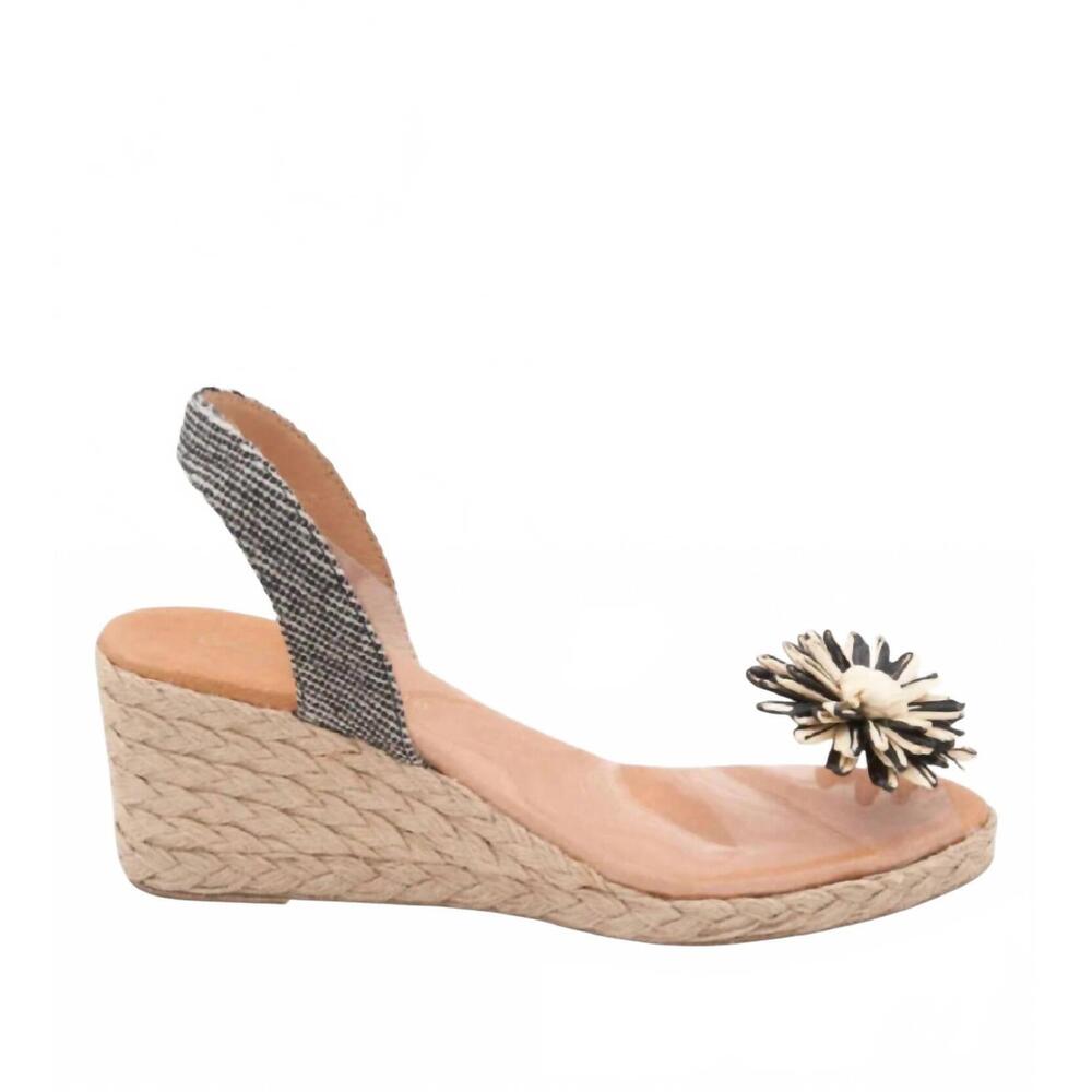 NEW ANDRE ASSOUS women's aspen wedge heel in natural black
